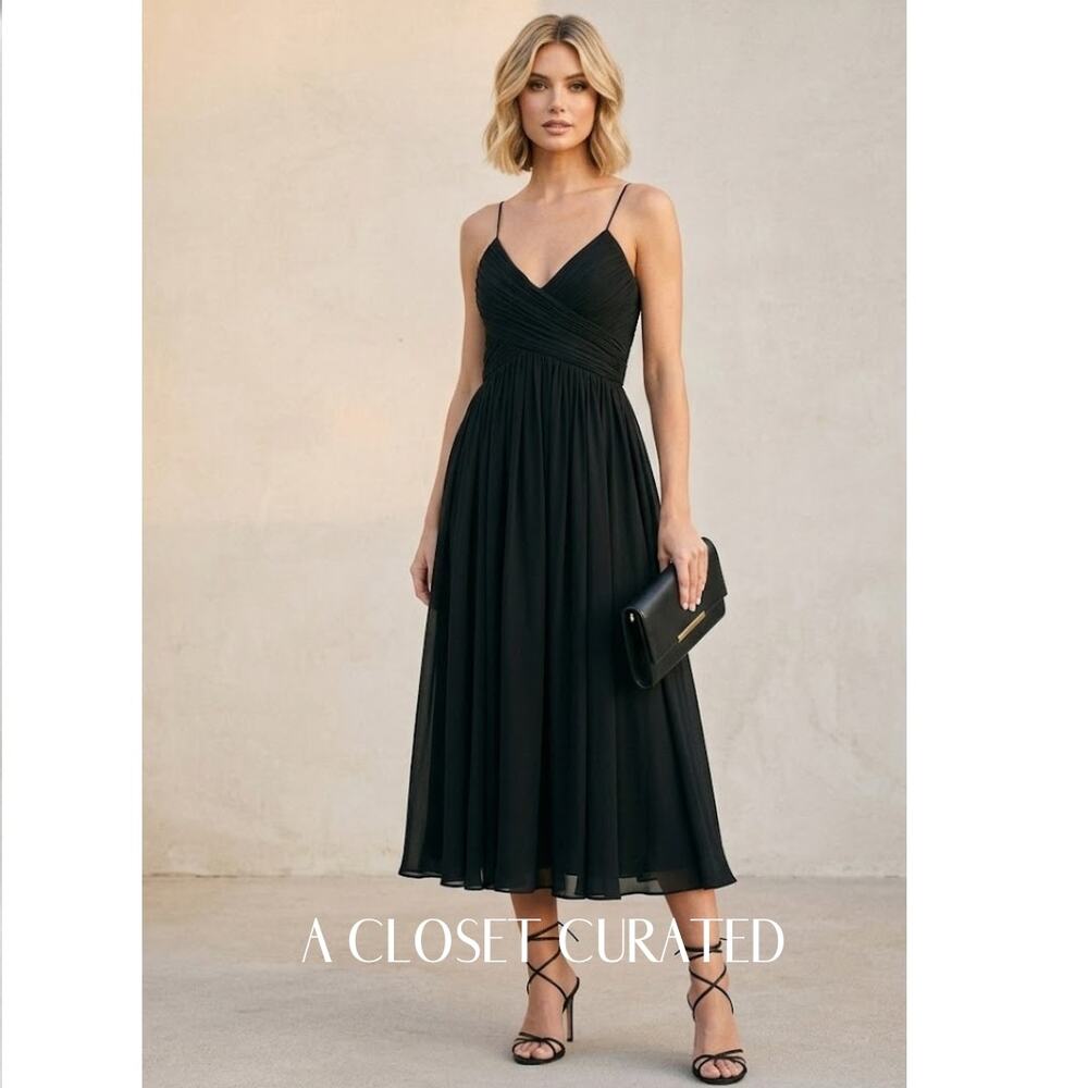 Mac Duggal Surplice Ruched Midi Dress